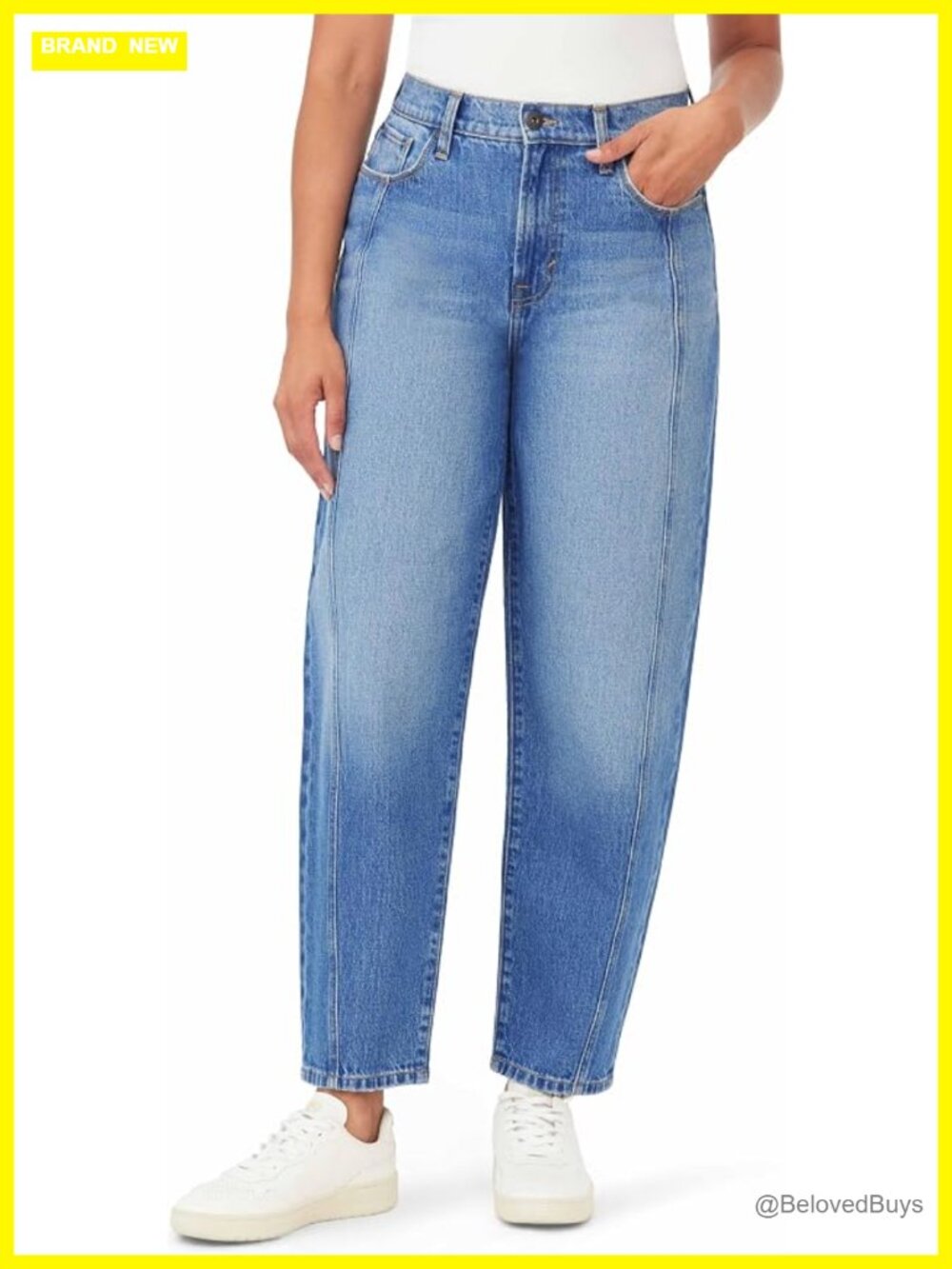 High-Rise Barrel Leg Jeans 99% Cotton 1% Spandex Stretch 28-Inch Inseam